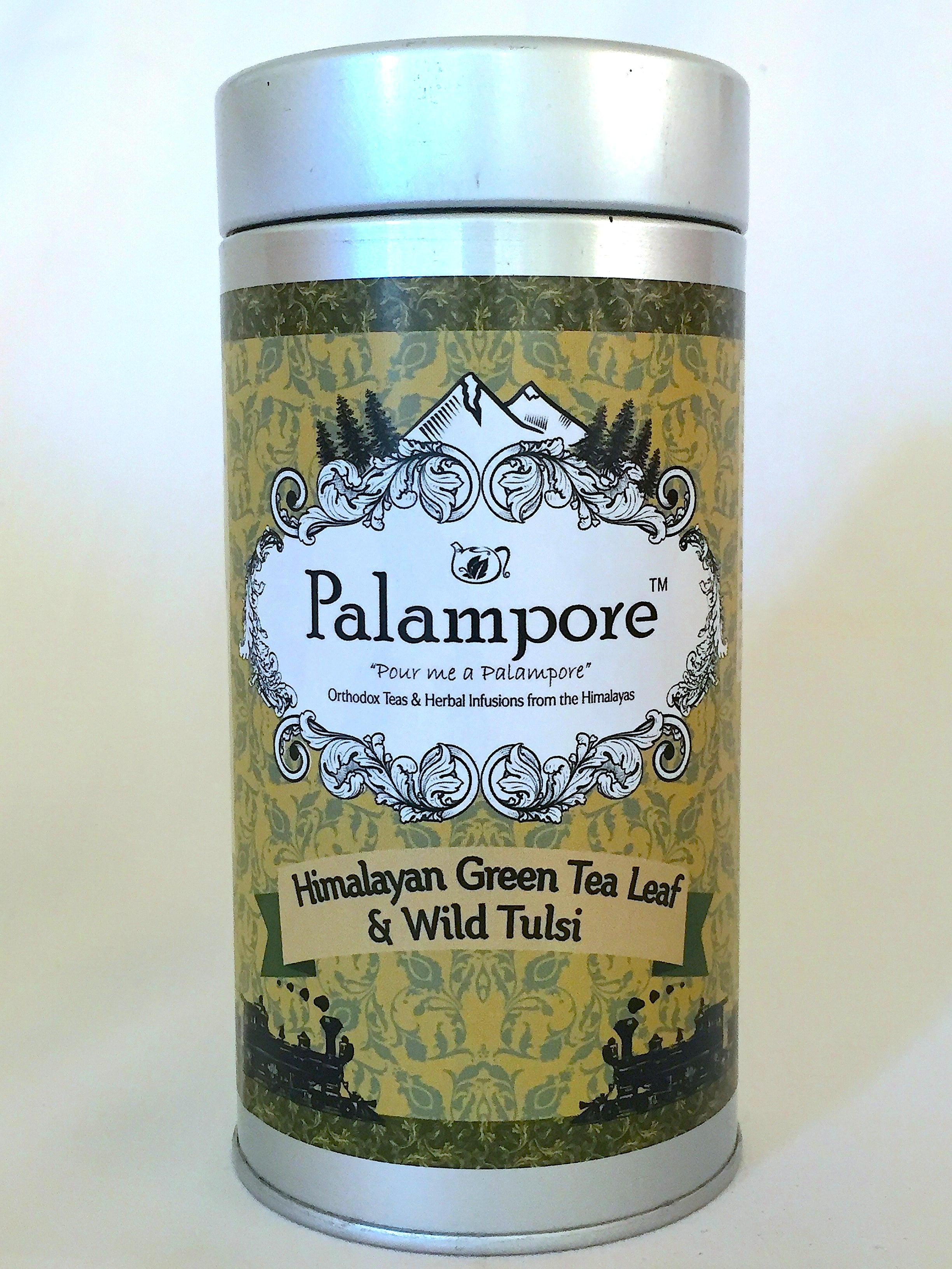 Wild Tulsi Green Tea. Himalayan Gourmet Green Teas, Long leaf, Whole leaf teas, Fruit flavoured. No Added Sugar