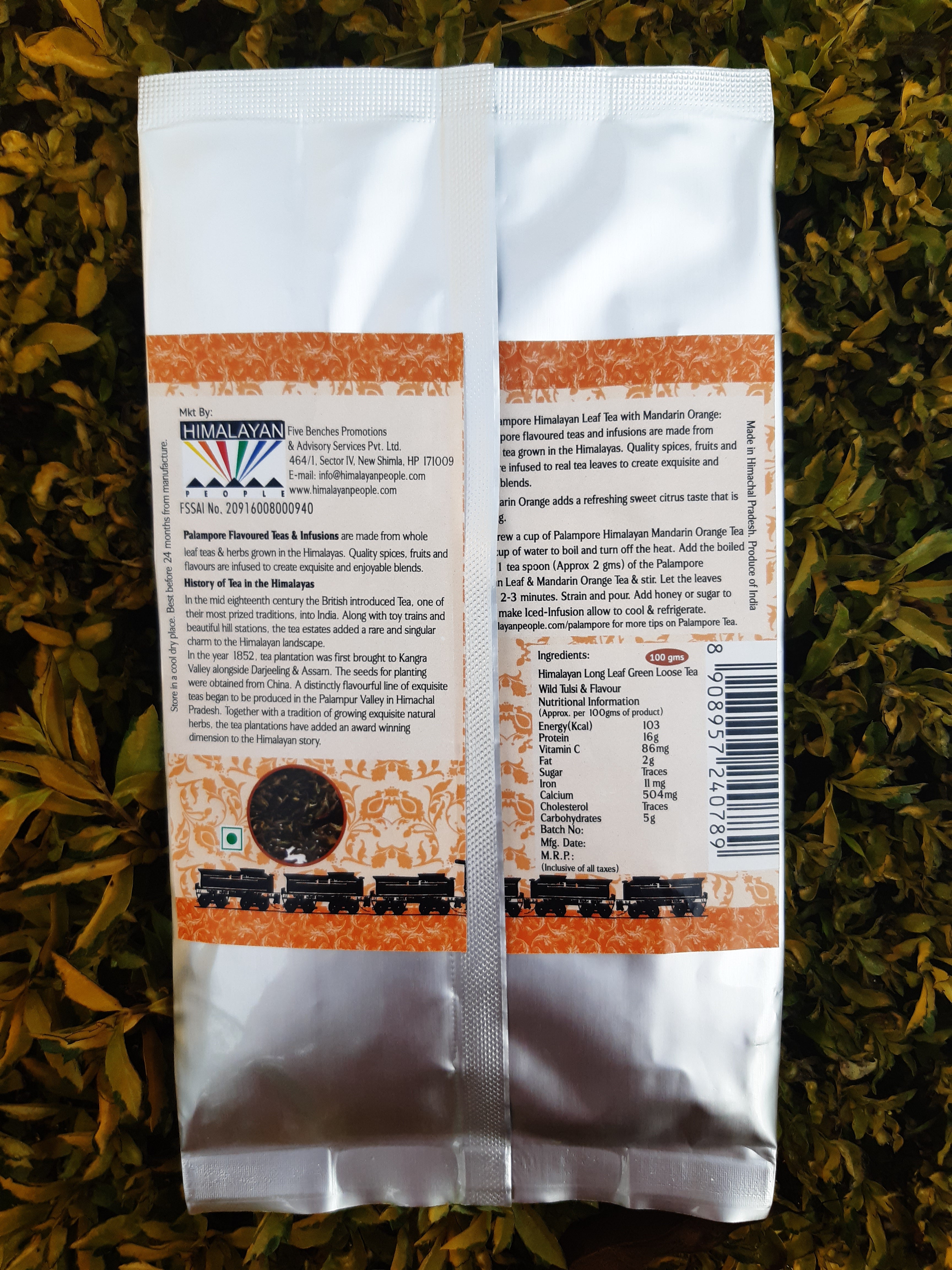 Palampore Pouches: Mandarin Orange & Kesari Mango Green teas- Foil Pouches