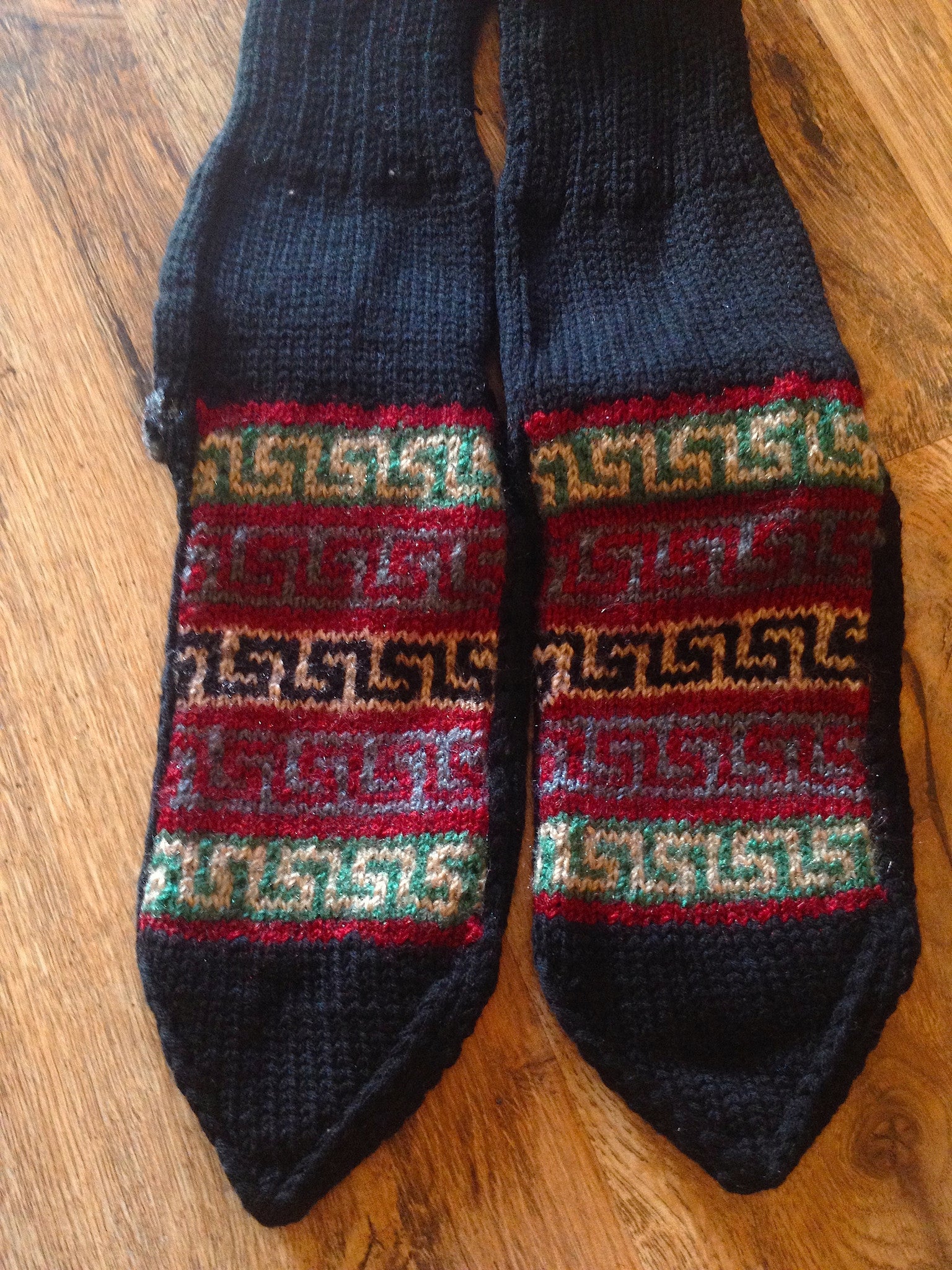 Woolen Socks, Charcoal Black with Vibrant Colour Pattern