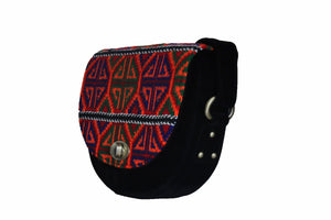 Woven Traditional Circular Pattern Satchel with Shoulder Length Strap