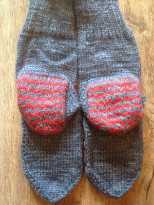 Woolen Socks, Grey with Bright Colour Pattern