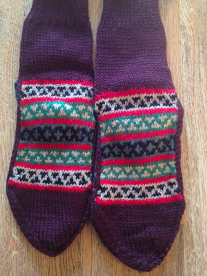 Woolen Socks, Burgundy & Christmas Colours