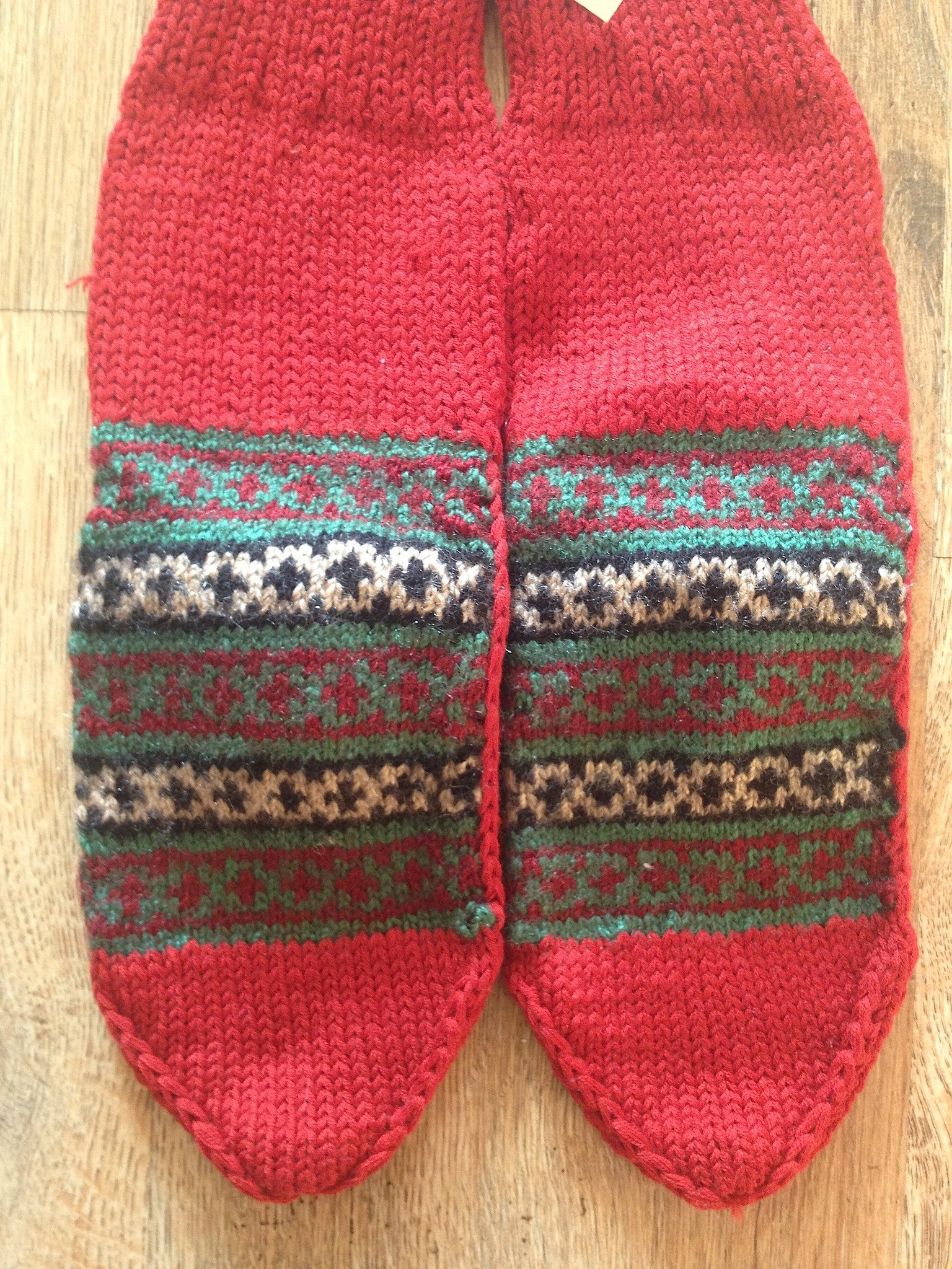 Woolen Socks, Christmas Red, Handmade