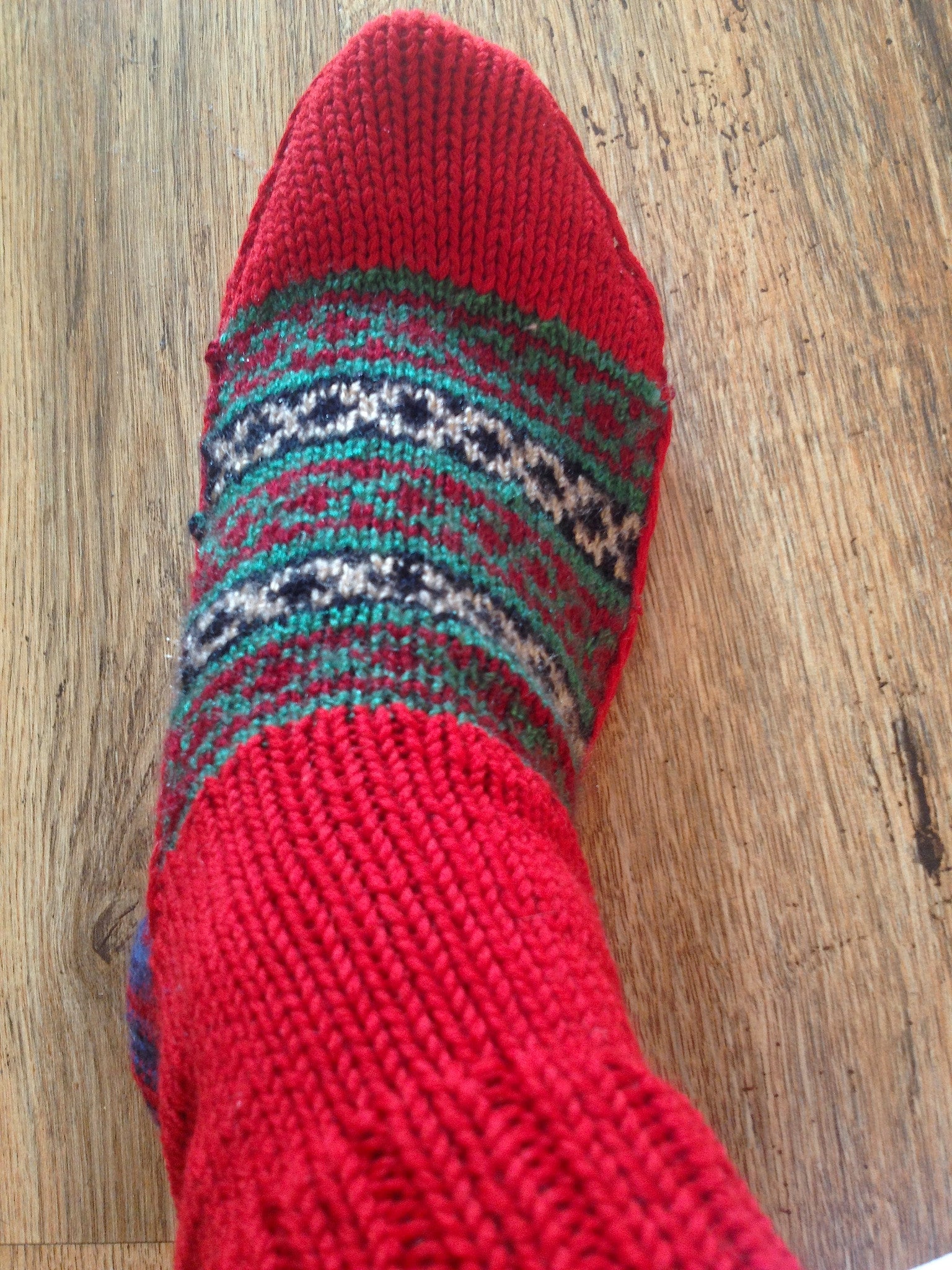 Woolen Socks, Christmas Red, Handmade