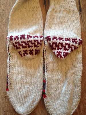 Woolen Socks, White with Christmas Colours