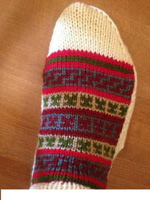 Woolen Socks, White with Christmas Colours