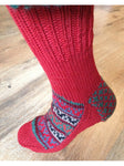 Woolen Socks, Christmas Red, Handmade